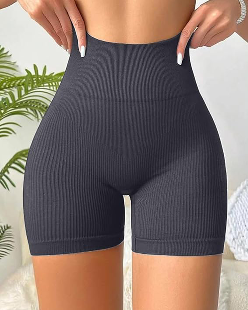 Shesways® Seamless Ribbed High Waist Workout Shortss