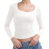 Women’s Double Layer Scoop Neck Long Sleeve Top