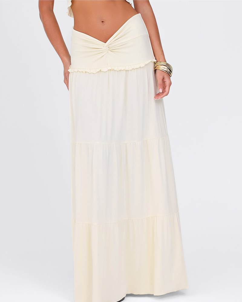 Shesways® Plunge Neck Halter Top & Ruched Skirt Set – Summer Two-Piece Outfit for Women
