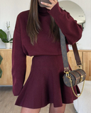 Women's Half-High Neck Long Sleeve Knit Sweater Dress
