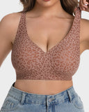 Leopard Deep V Wireless Push-Up Bra
