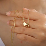 Tiny Heart Initial Necklace – 14K Gold Plated A–Z Letter Pendant, Dainty Personalized Gift for Women