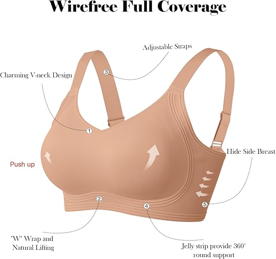 Shesways® Full Coverage Push Up No Underwire Bras