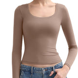 Women’s Double Layer Scoop Neck Long Sleeve Top