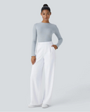 Flex High-Waisted Straight-Leg Work Pants – 4-Way Stretch Business Casual Pants with Pockets