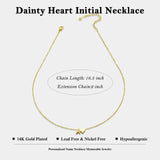 Tiny Heart Initial Necklace – 14K Gold Plated A–Z Letter Pendant, Dainty Personalized Gift for Women