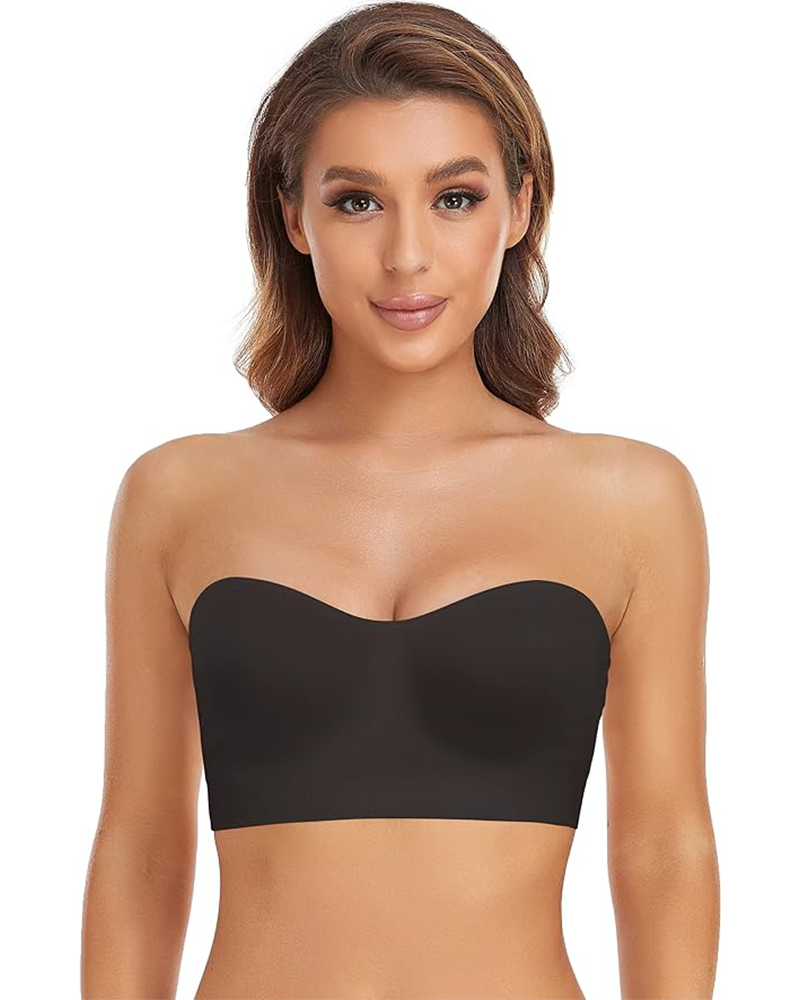 Shesways® Strapless Non-Slip Bandeau Bra – Wireless, Padded, with Removable Straps