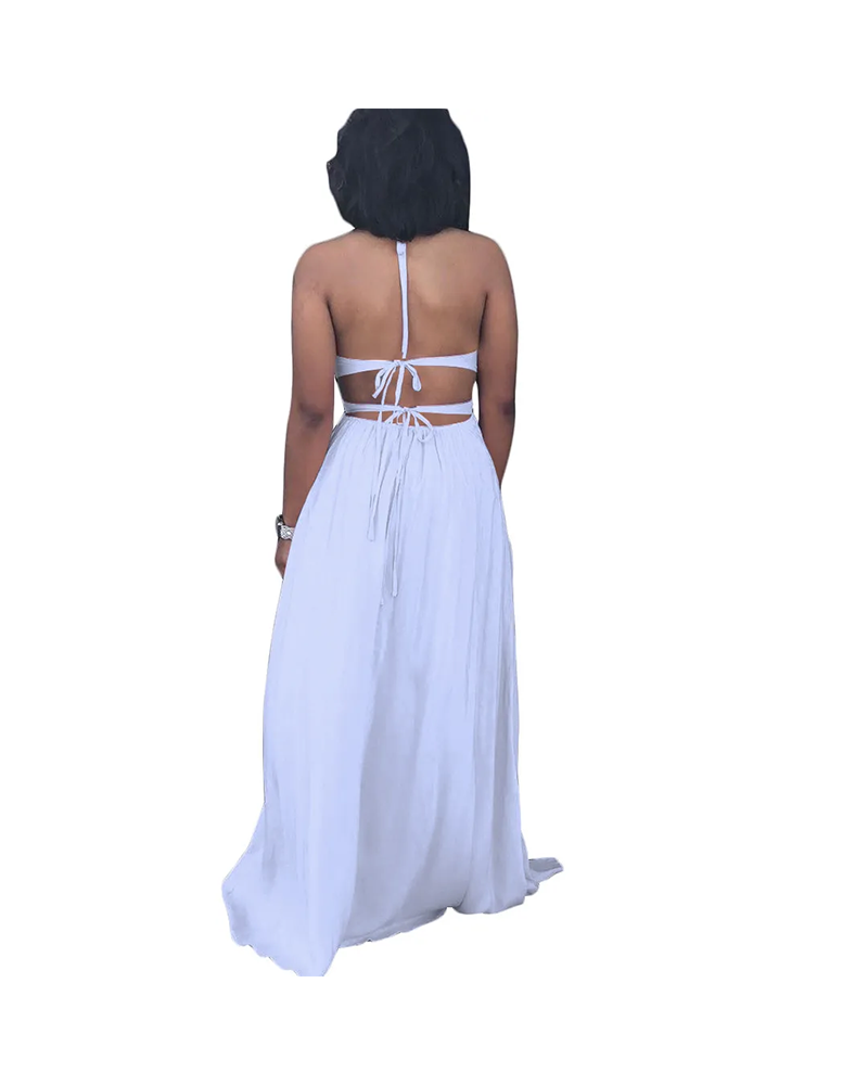 Shesways® Women's V-Neck Sleeveless Floor-Length Dress