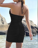 Shesways® Ruched Cut-Out Bodycon Mini Dress – Sleeveless Party & Clubwear