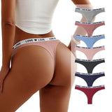 Women’s Cotton Heart Waistband Low-Waist Thong Panties 7-Pack
