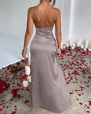Shesways® Elegant One-Shoulder Maxi Dress with High Slit