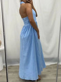 Shesways® Ruched Halter Neck Midi Dress
