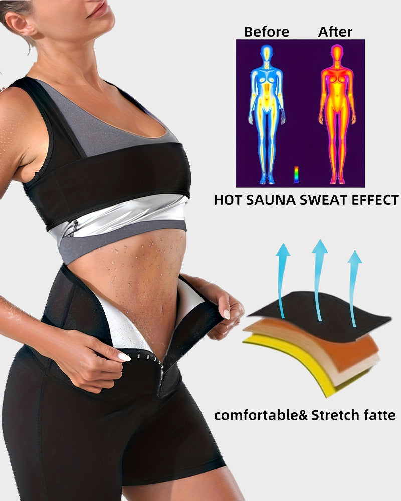 Shesways® Women's 3/4 Length Zippered Sauna Shorts