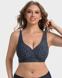 Leopard Deep V Wireless Push-Up Bra