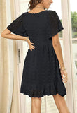 Shesways® Elegant Ruffle Smocked Mini Dress – V Neck