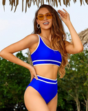 Shesways® Sporty Color Block High Waist Bikini Set