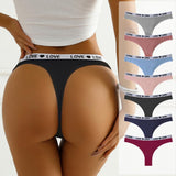Women’s Cotton Heart Waistband Low-Waist Thong Panties 7-Pack
