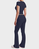 Women's 2-Piece Lounge Set: Tops & Flare Pants