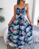 Shesways® Floral Cut-Out Maxi Dress – Sleeveless & Elegant