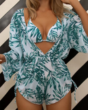 Shesways® 3-Piesce Tropical Bikini Set – Halter Top, High-Waist Romper & Swim Panty