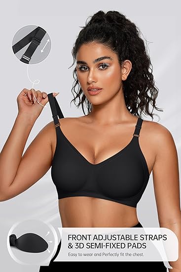 Shesways® Wireless V Neck Bra with Front-Adjustable Straps