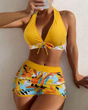 Shesways® High-Waist Patchwork Sport Bikini Set
