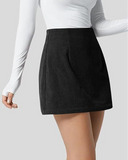 High Waisted Corduroy A-Line Mini Skirt