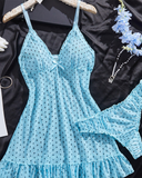 Polka Dot Ruffle Hem Pajama Set