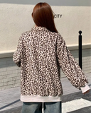 Women’s Casual Zip-Up Leopard Print Long Sleeve Sweatshirt for Fall