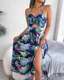 Shesways® Floral Cut-Out Maxi Dress – Sleeveless & Elegant