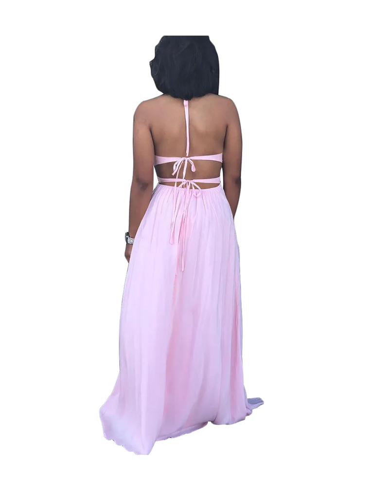 Shesways® Women's V-Neck Sleeveless Floor-Length Dress
