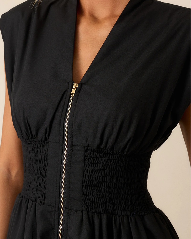 Shesways® Zip-Front Midi Dress