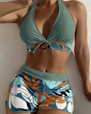 Shesways® High-Waist Patchwork Sport Bikini Set