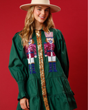 Christmas Sequin Nutcracker Shirt Dress