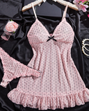 Polka Dot Ruffle Hem Pajama Set