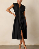 Shesways® Zip-Front Midi Dress