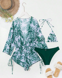 Shesways® 3-Piesce Tropical Bikini Set – Halter Top, High-Waist Romper & Swim Panty