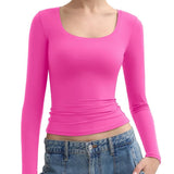 Women’s Double Layer Scoop Neck Long Sleeve Top