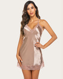 Shesways® Satin Lace Chemise Full Slips Sleepwear