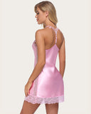 Shesways® Satin Lace Chemise Full Slips Sleepwear