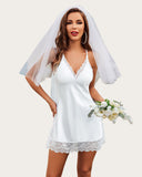 Shesways® Satin Lace Chemise Full Slips Sleepwear