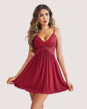 Shesways® Lace Modal V-Neck Full Slip Nightgown