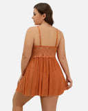 Plus Size V Neck Mesh Side Slit Babydolls