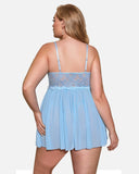 Plus Size V Neck Mesh Side Slit Babydolls