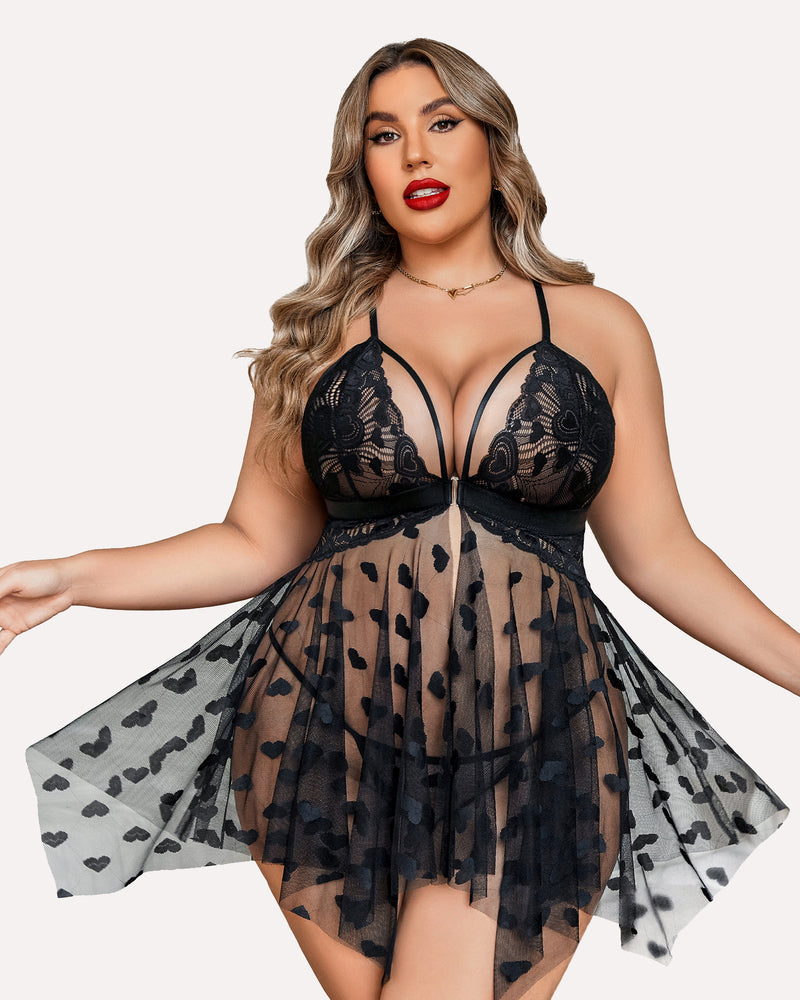 Shesways® Plus Size Lace Front Slit Nightdress