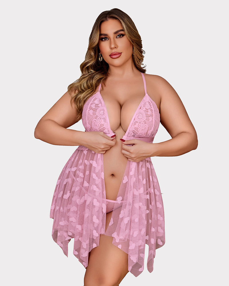 Shesways® Plus Size Lace Front Slit Nightdress