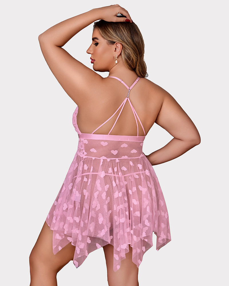 Shesways® Plus Size Lace Front Slit Nightdress