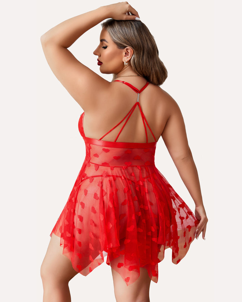 Shesways® Plus Size Lace Front Slit Nightdress