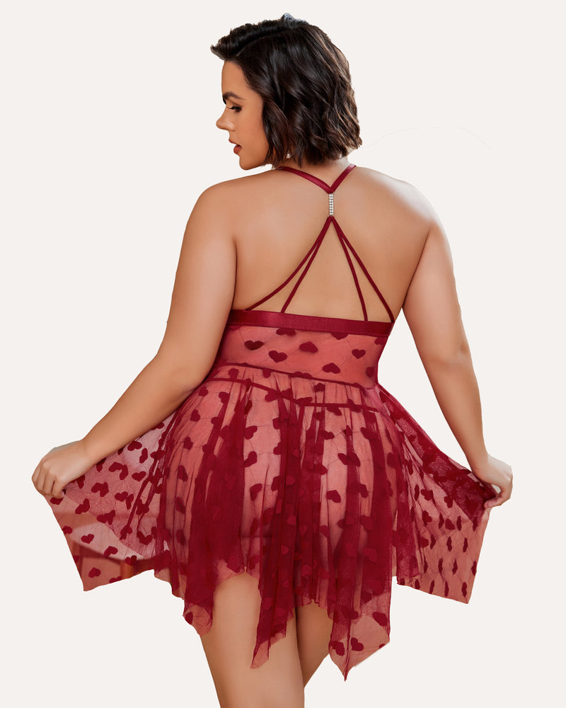 Shesways® Plus Size Lace Front Slit Nightdress