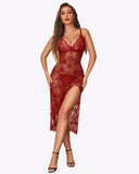 Shesways® Lace Nightdress Long Side Split Dress